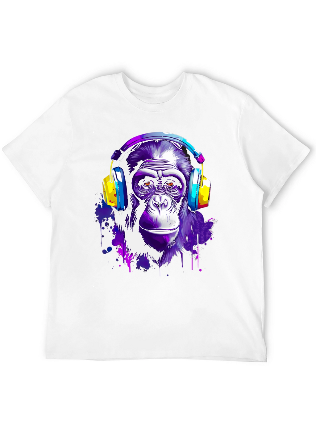 Cool Monkey with Headphones Graphic T-Shirt