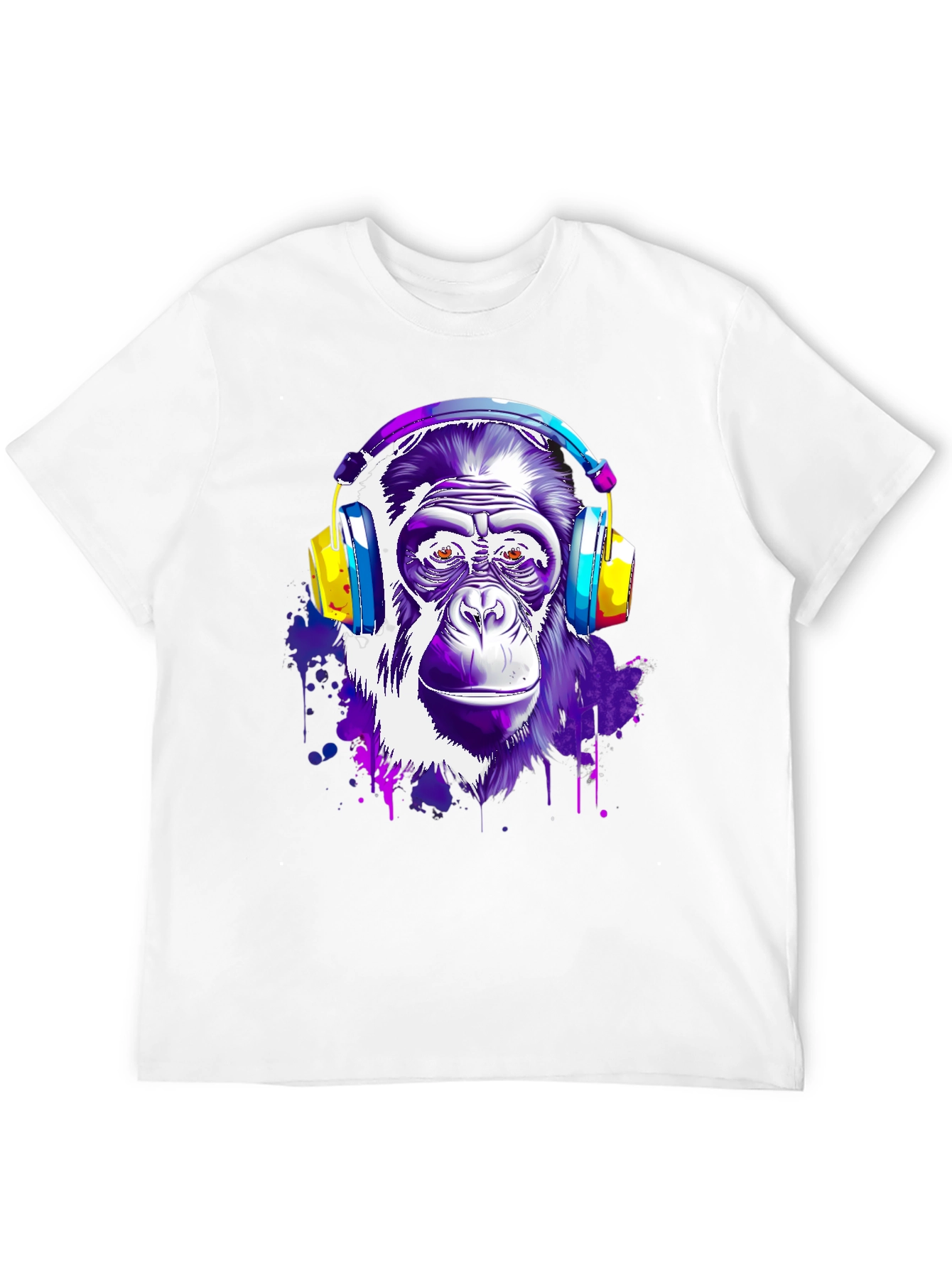 Cool Monkey with Headphones Graphic T-Shirt