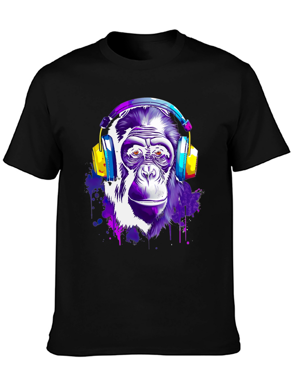 Cool Monkey with Headphones Graphic T-Shirt
