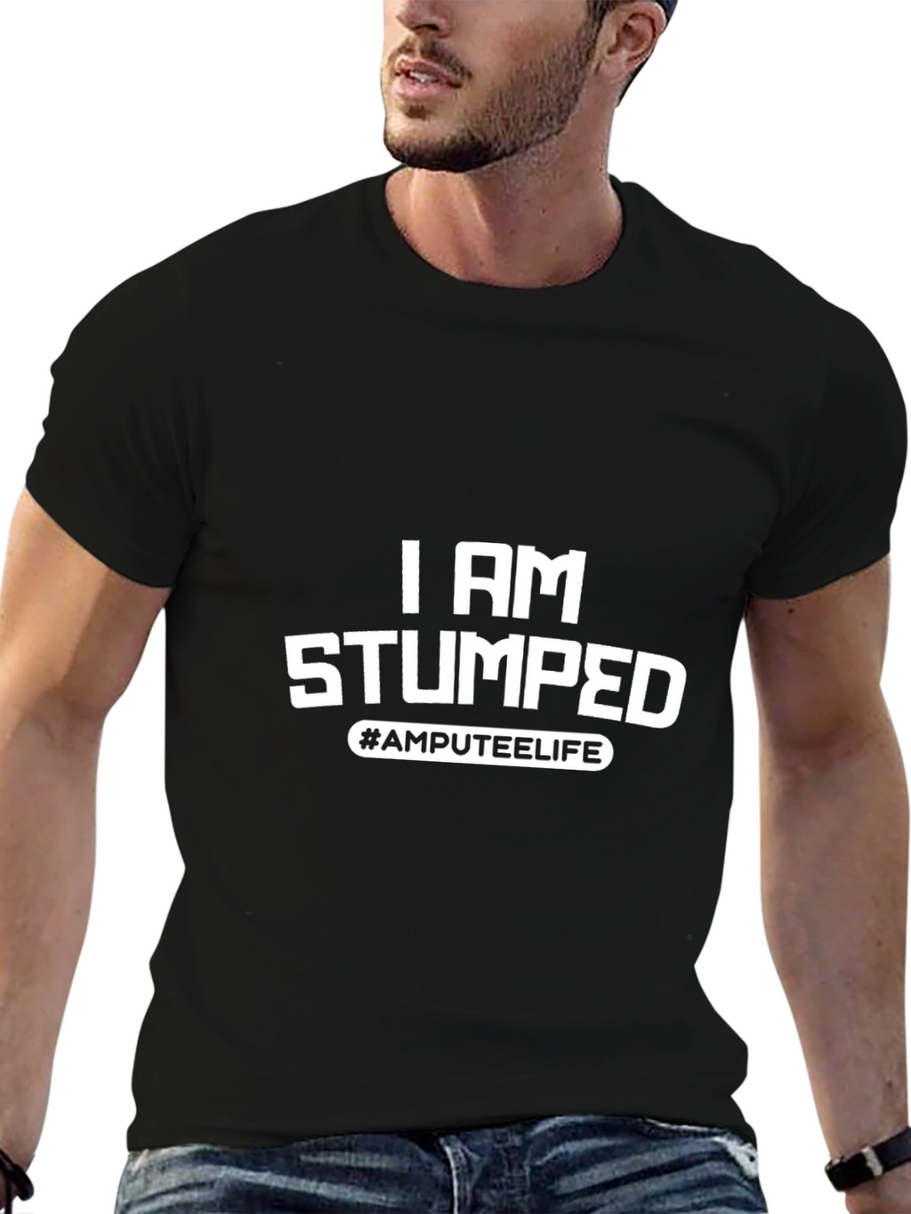 I Am Stumped Amputee Life Black T-Shirt