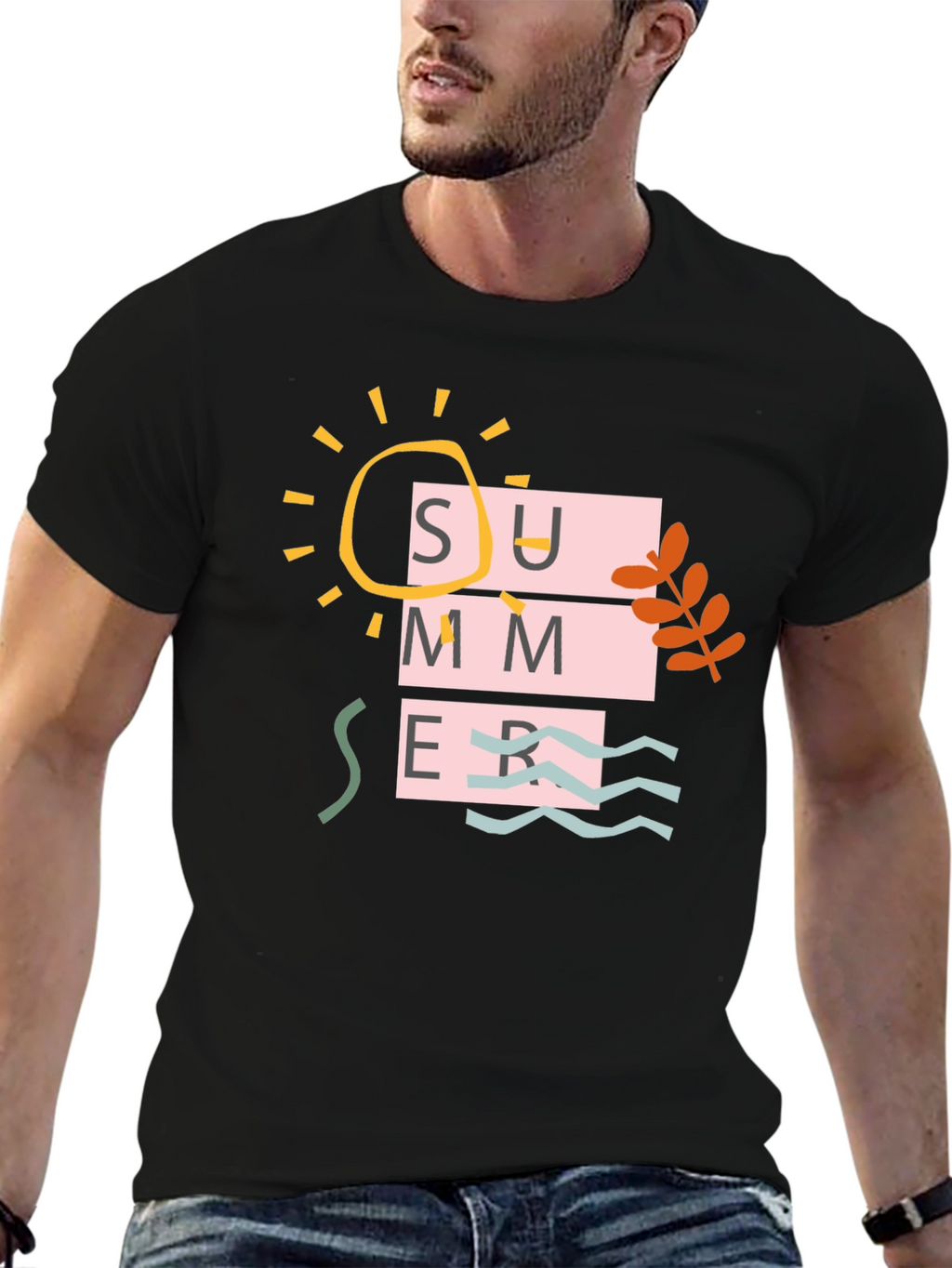 Summer Graphic Print Tee - Casual Black T-Shirt