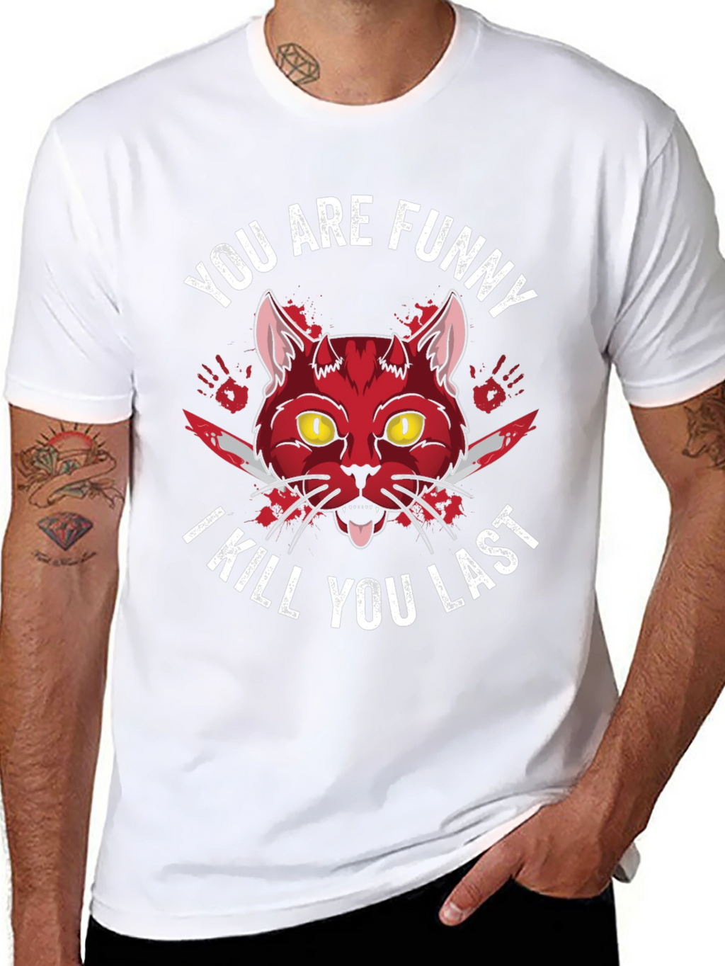 Funny Cat T-Shirt - I Kill You Last