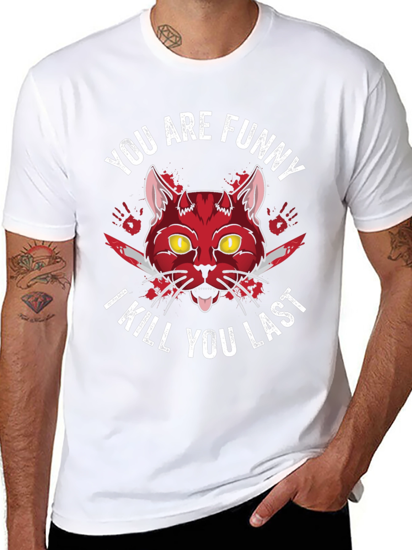 Funny Cat T-Shirt - I Kill You Last