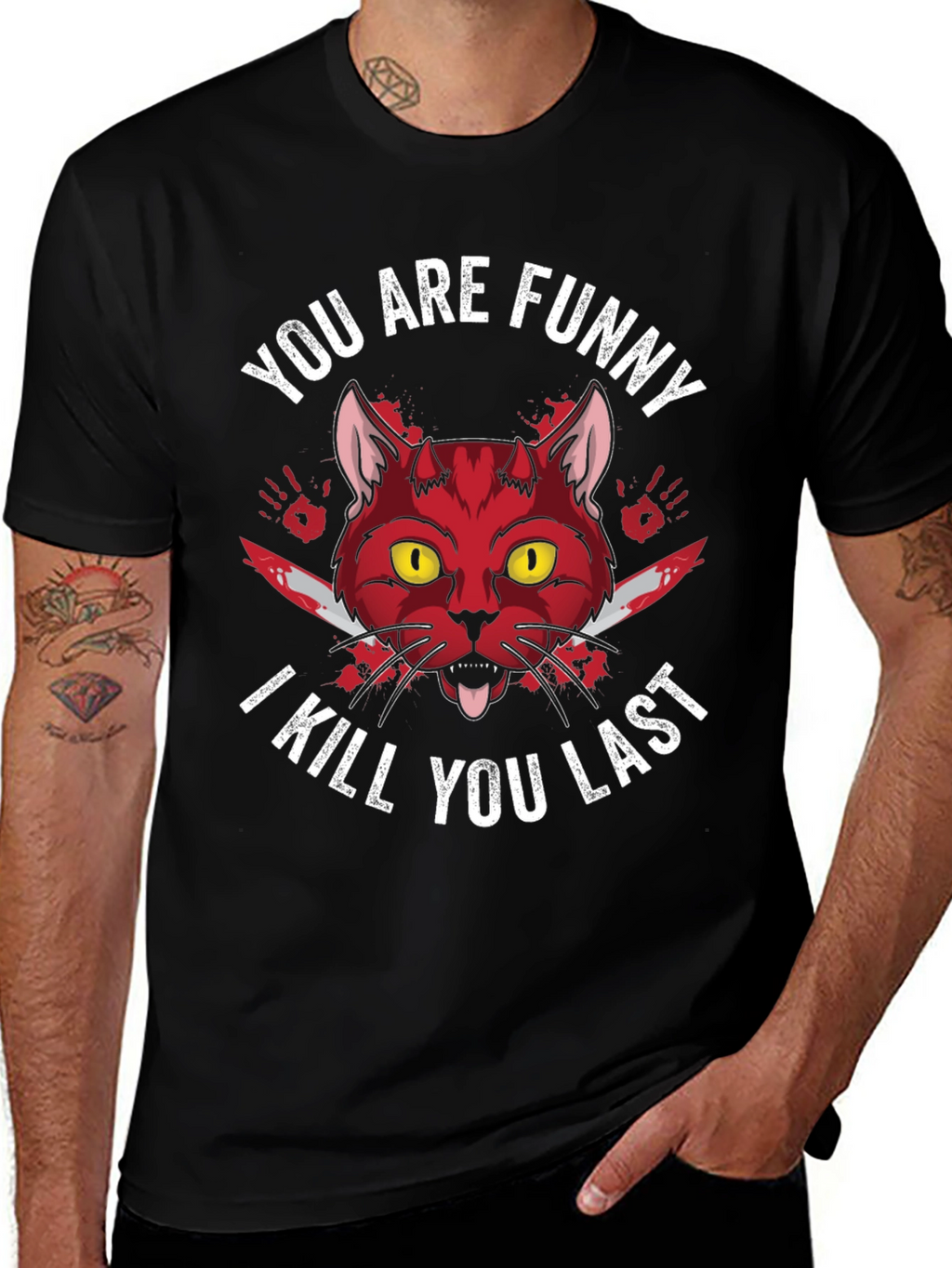 Funny Cat T-Shirt - I Kill You Last