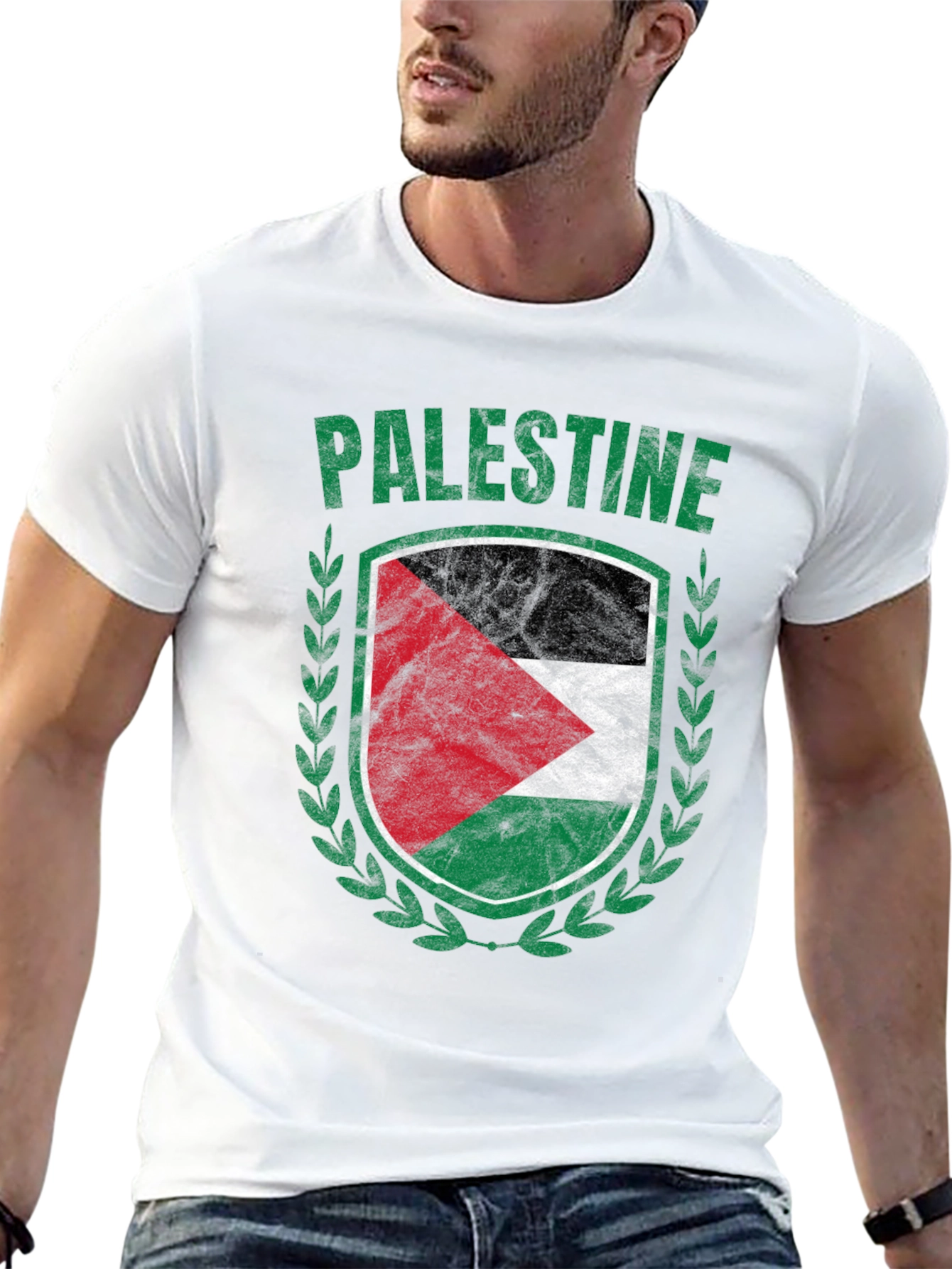 Palestine Flag T-Shirt - Patriotic Shield Design