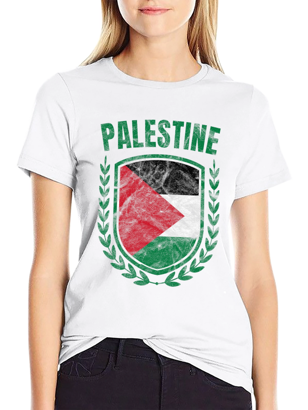 Palestine Flag T-Shirt - Patriotic Shield Design