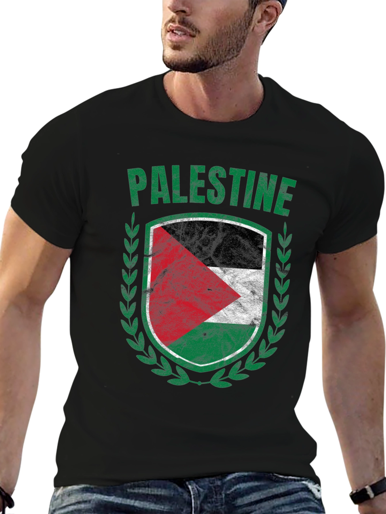 Palestine Flag T-Shirt - Patriotic Shield Design