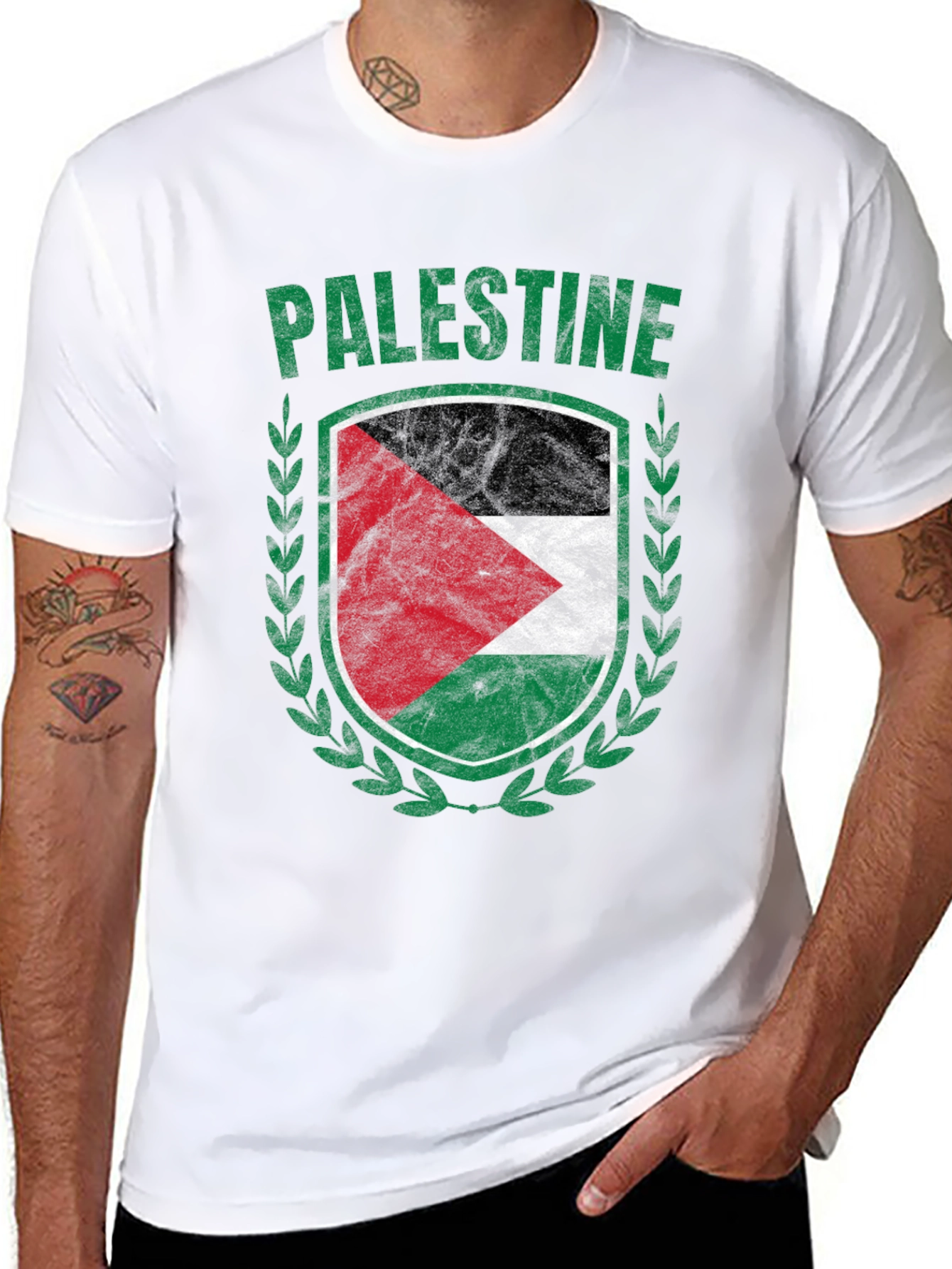 Palestine Flag T-Shirt - Patriotic Shield Design