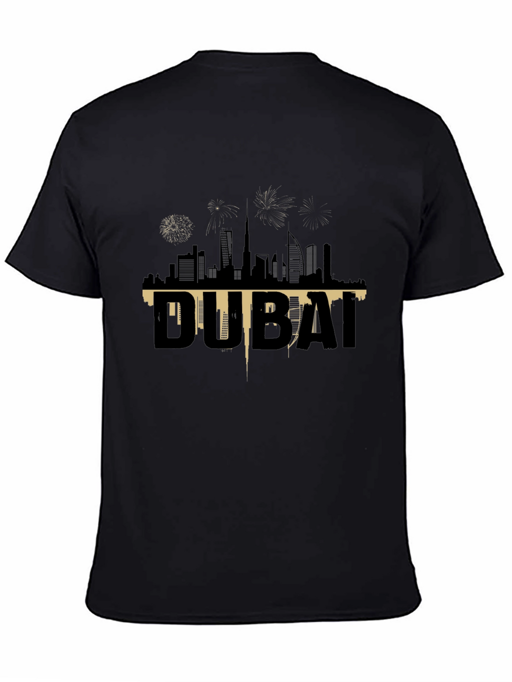 Dubai Skyline Graphic Tee - Black Cotton T-Shirt