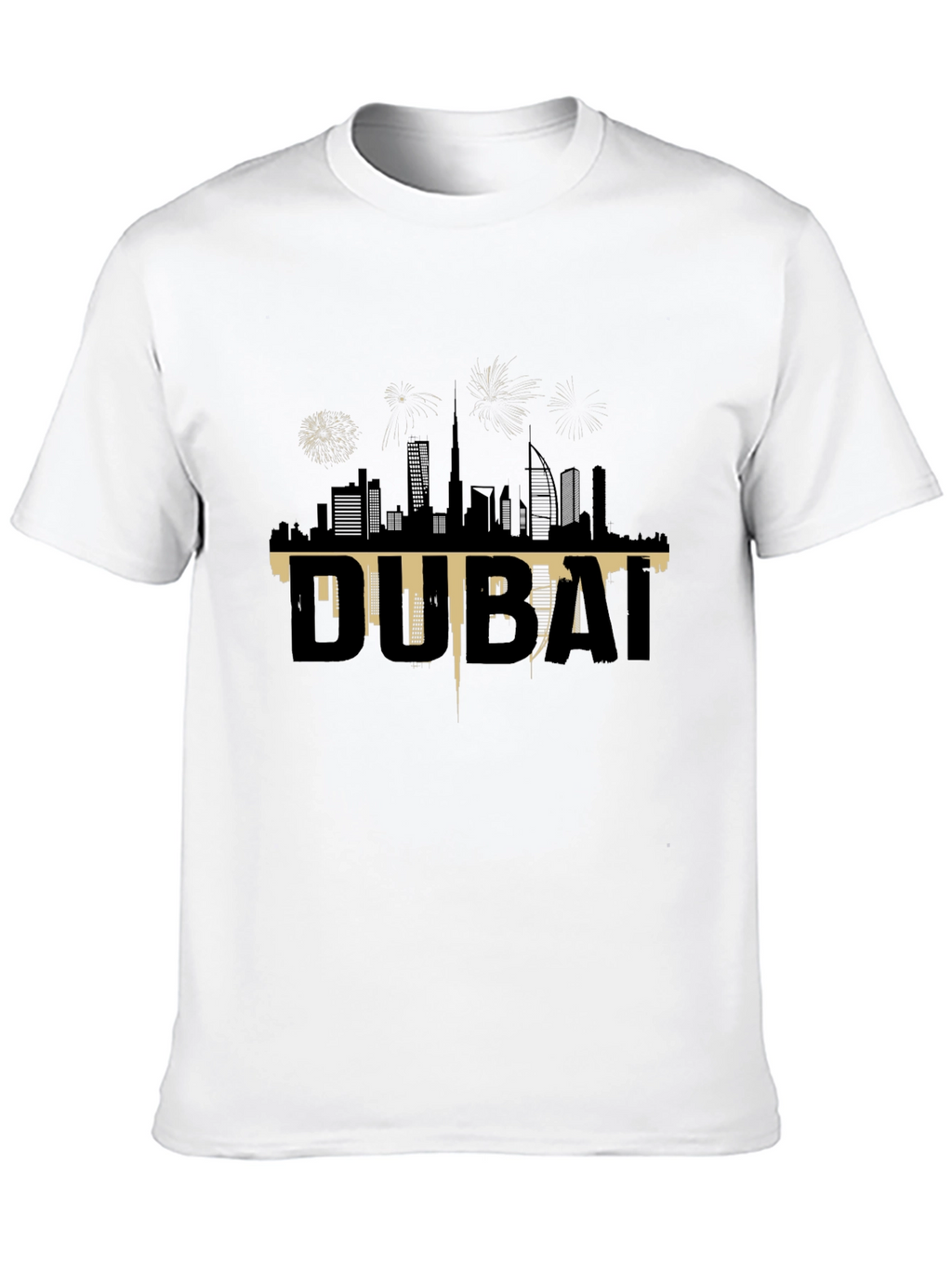 Dubai Skyline Graphic Tee - Black Cotton T-Shirt