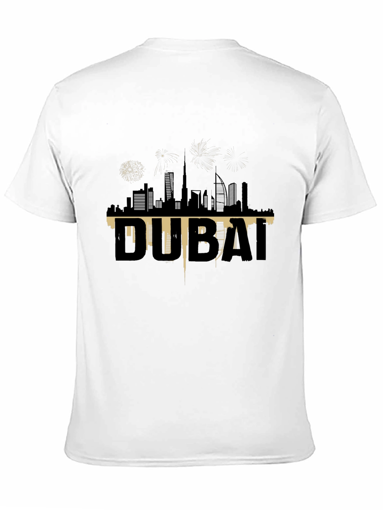 Dubai Skyline Graphic Tee - Black Cotton T-Shirt