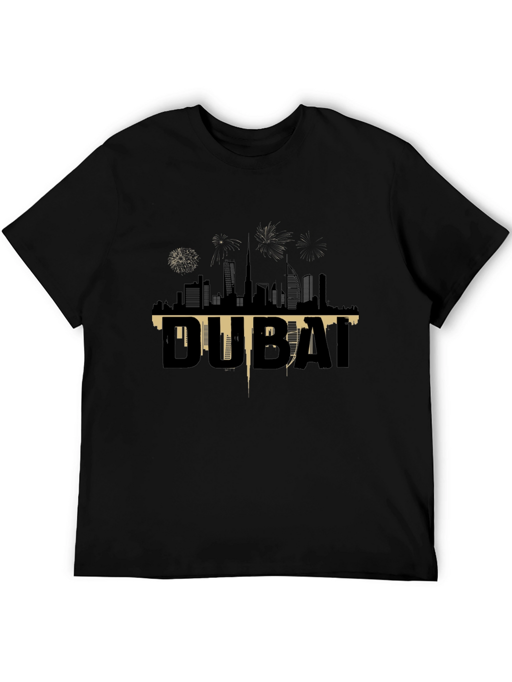 Dubai Skyline Graphic Tee - Black Cotton T-Shirt