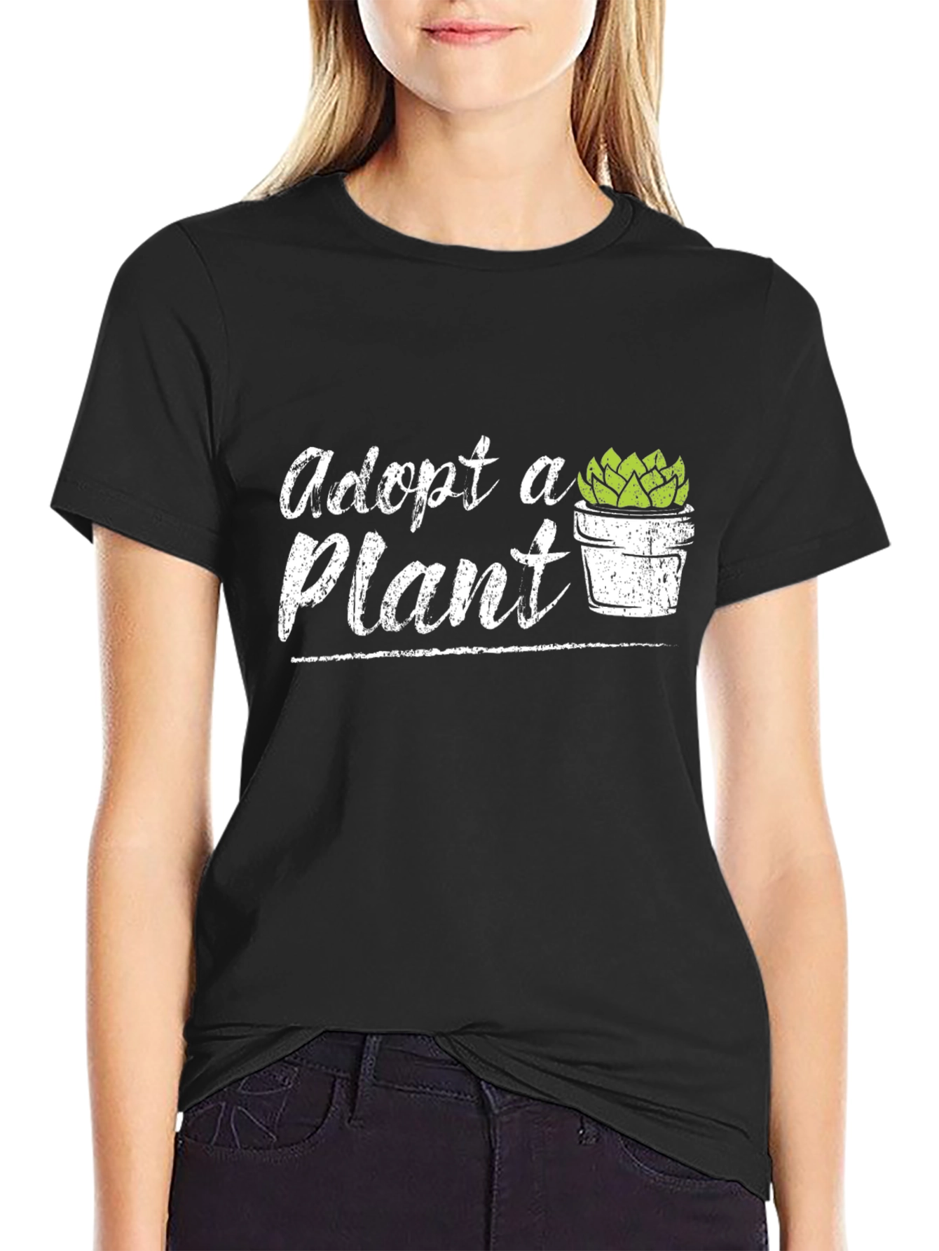 Adopt a Plant T-Shirt - Black Cotton Graphic Tee