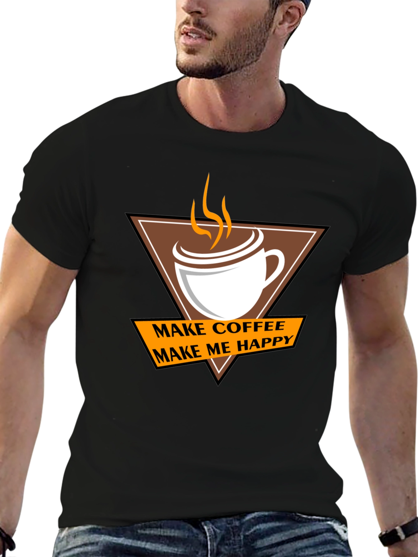 Coffee Makes Me Happy T-Shirt - Casual Style