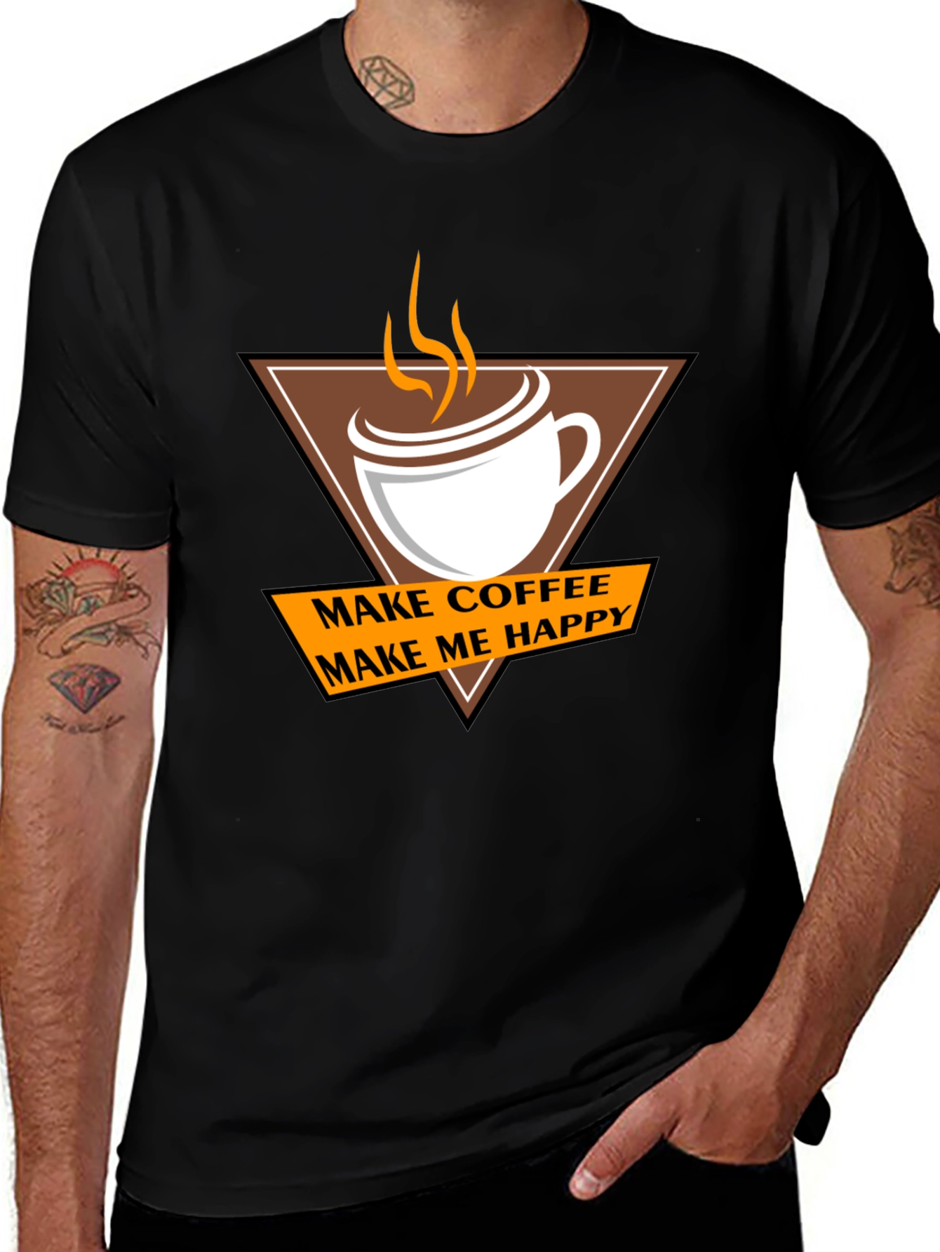 Coffee Makes Me Happy T-Shirt - Casual Style