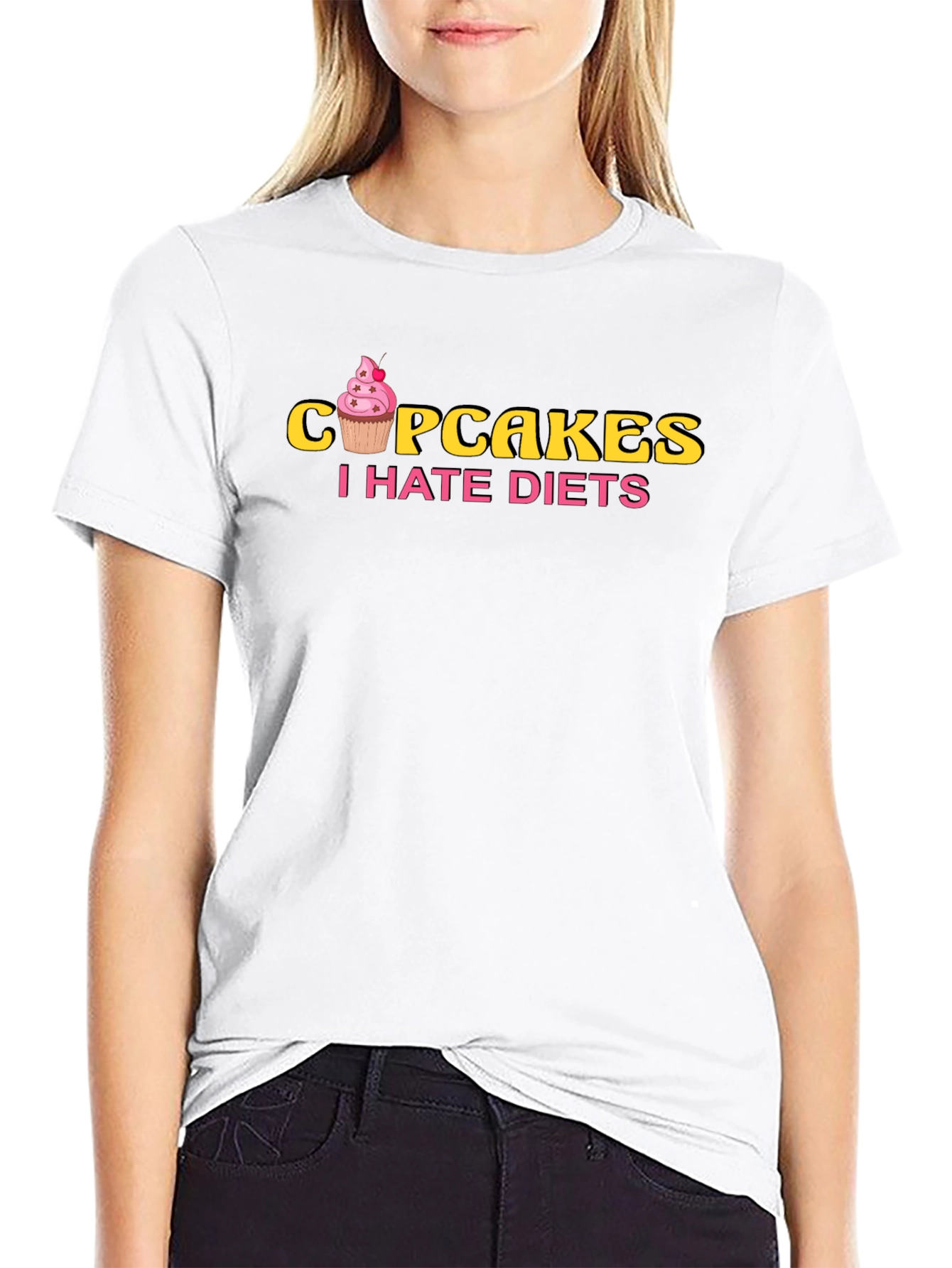 Cupcakes I Hate Diets Black T-Shirt