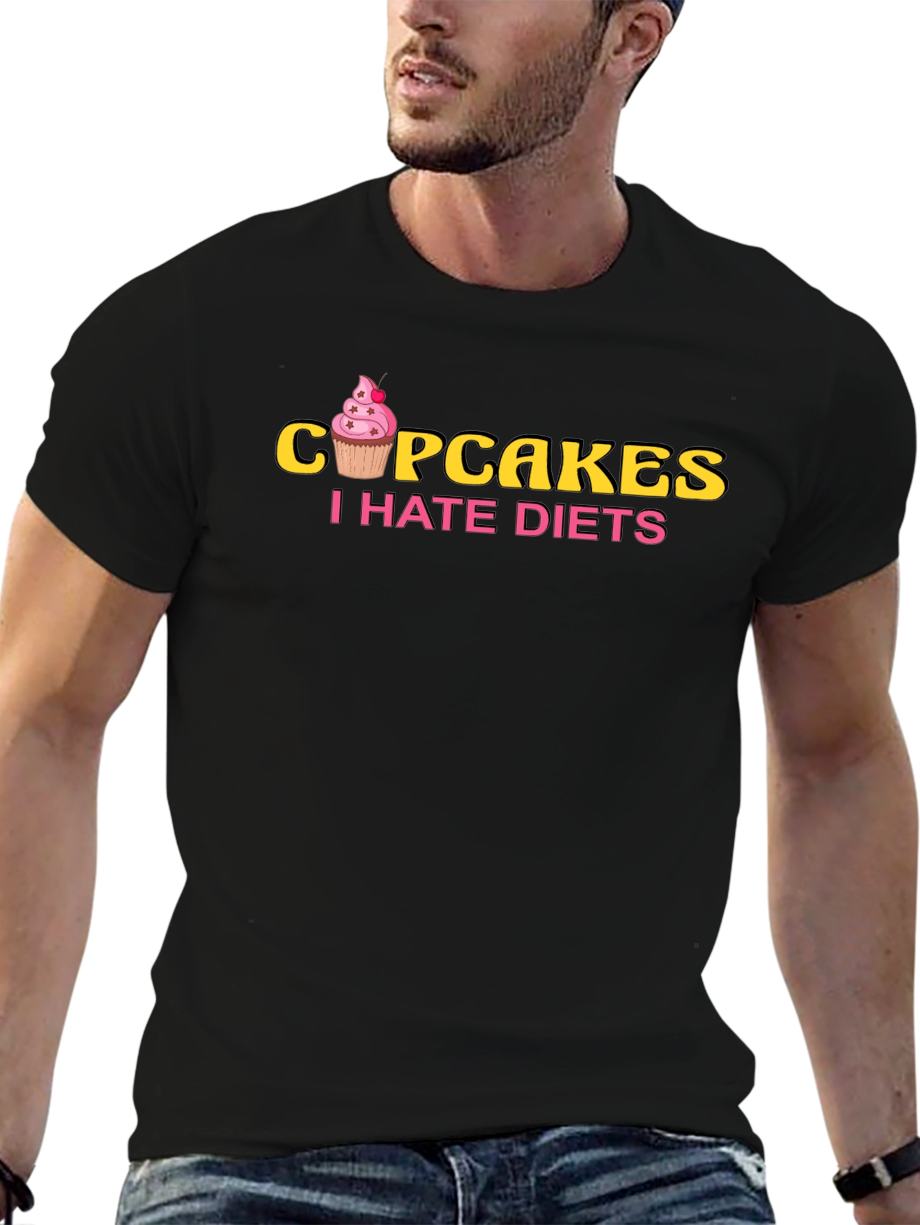 Cupcakes I Hate Diets Black T-Shirt
