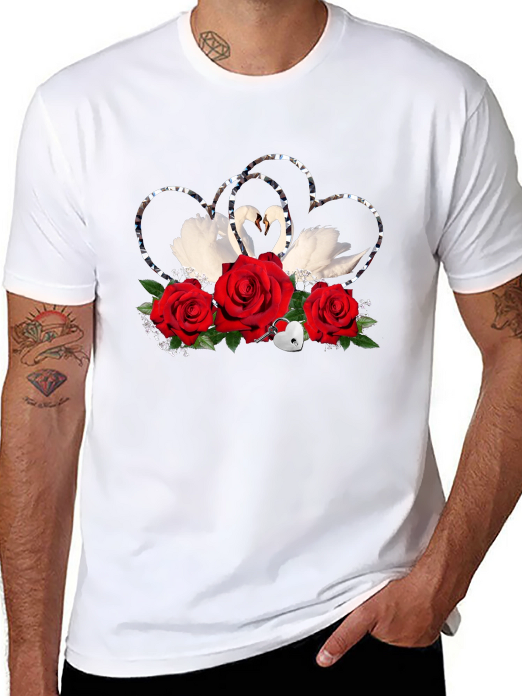 Swan Heart Rose Graphic Tee