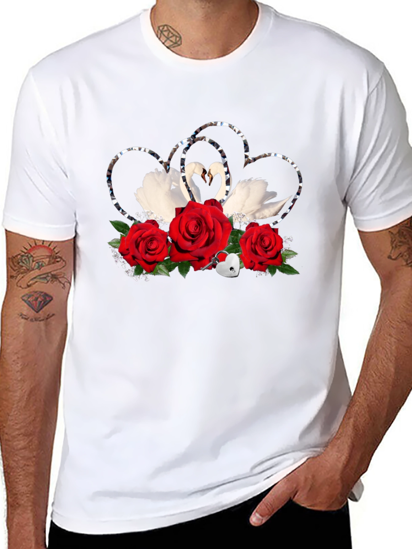 Swan Heart Rose Graphic Tee