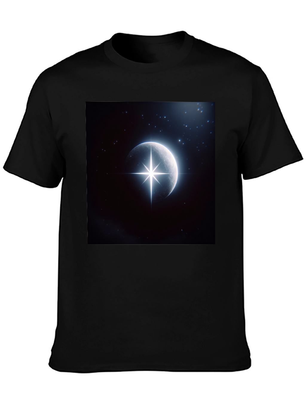 Celestial Moon Star Graphic Black T-Shirt