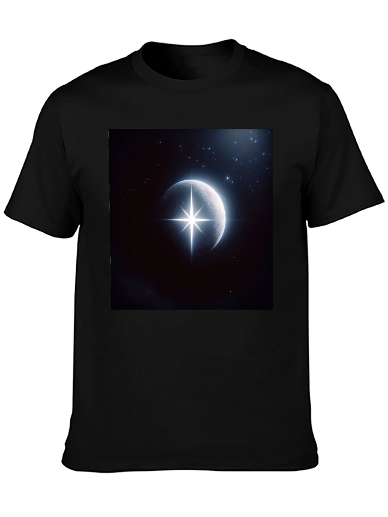 Celestial Moon Star Graphic Black T-Shirt