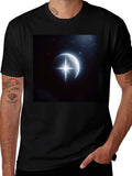 Celestial Moon Star Graphic Black T-Shirt