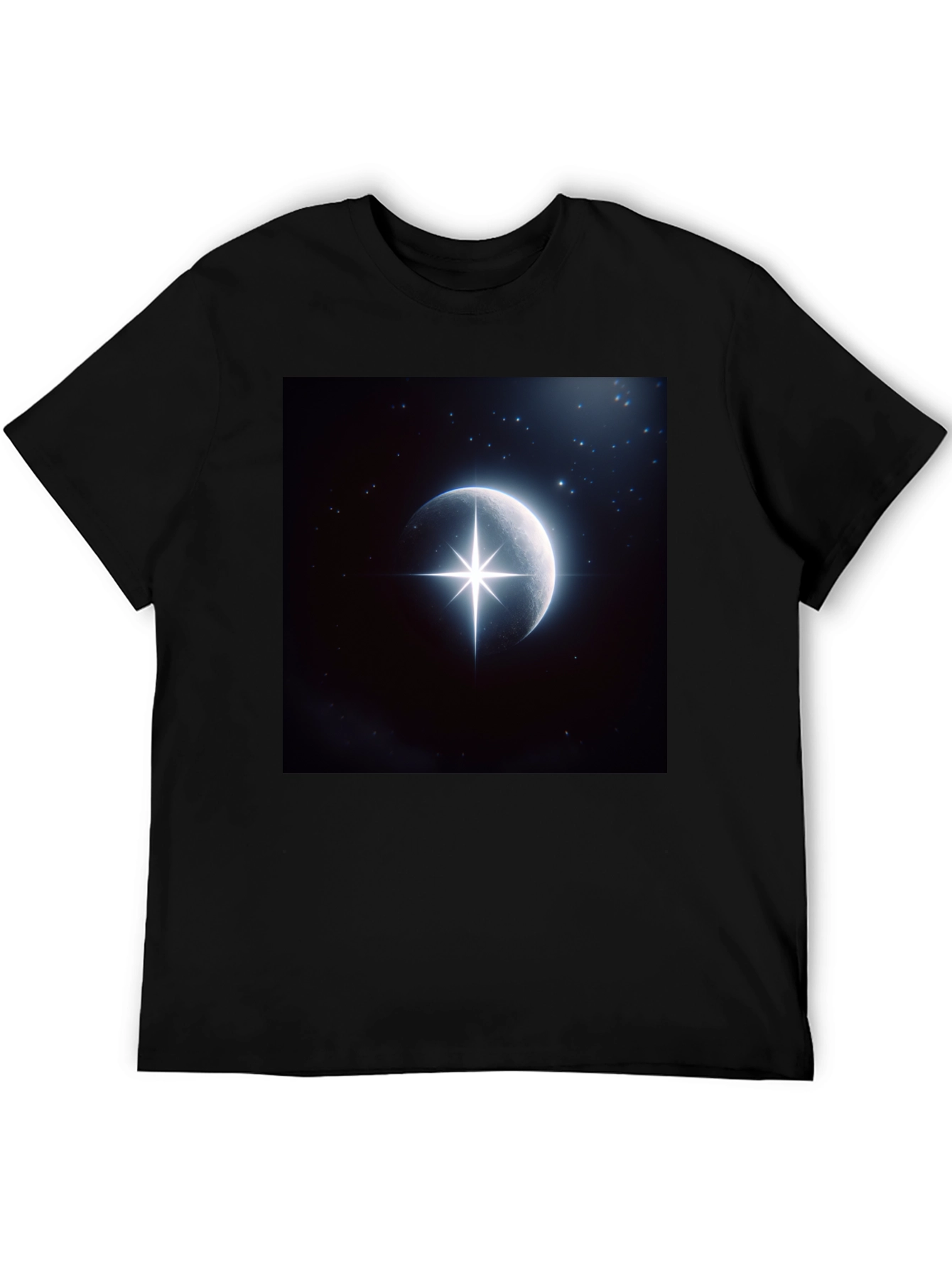 Celestial Moon Star Graphic Black T-Shirt