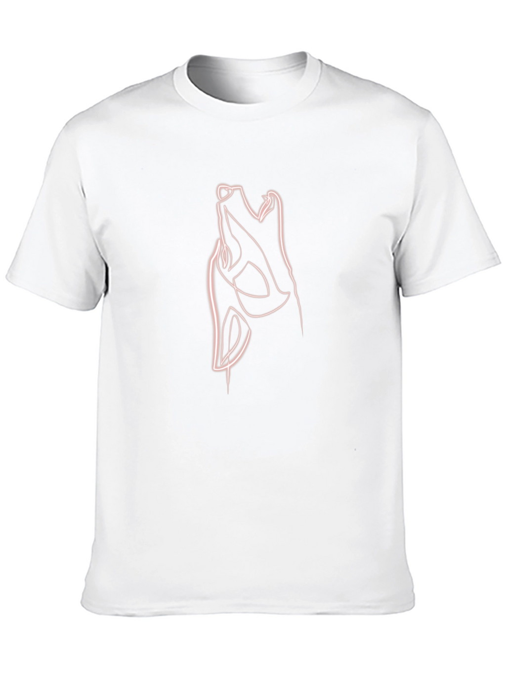 Abstract Wolf Line Art T-Shirt - Black