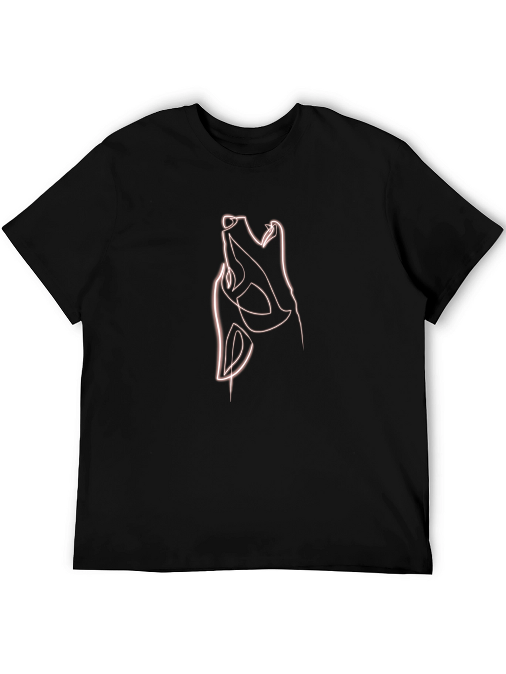 Abstract Wolf Line Art T-Shirt - Black