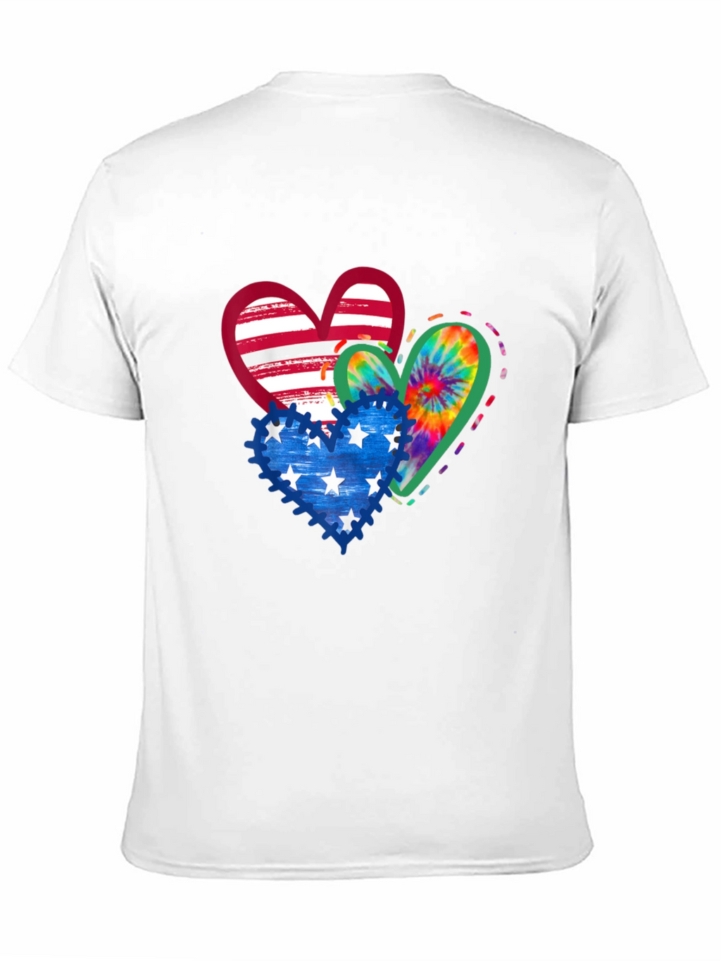 Patriotic Hearts T-Shirt - USA Flag Tie Dye Stars