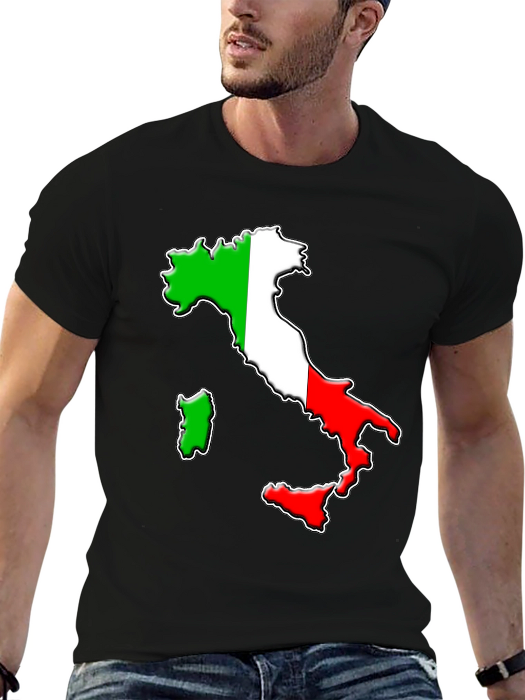 Italian Flag Map Graphic T-Shirt