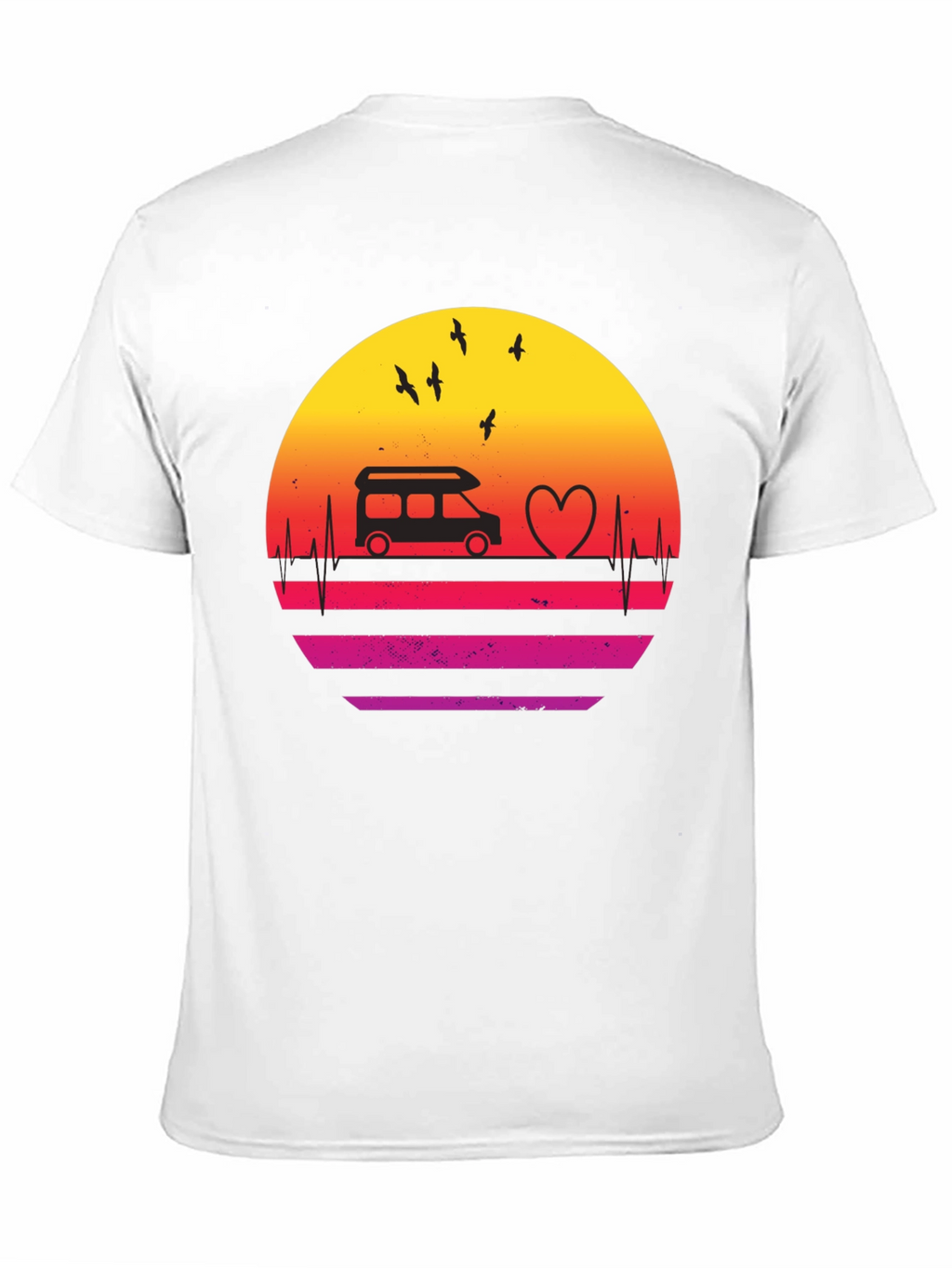Retro Sunset Camper Van Heartbeat T-Shirt