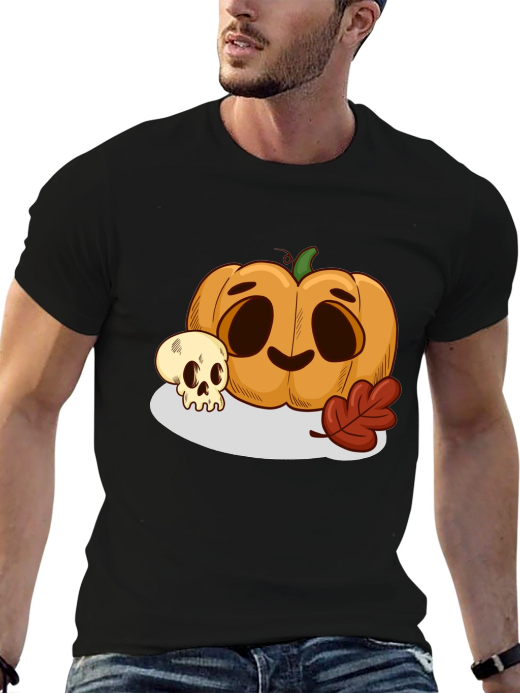 Halloween Pumpkin & Skull Graphic Tee