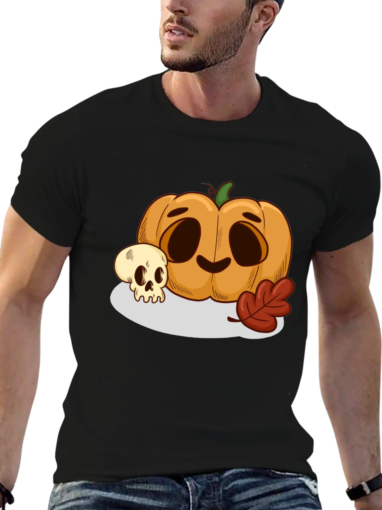 Halloween Pumpkin & Skull Graphic Tee