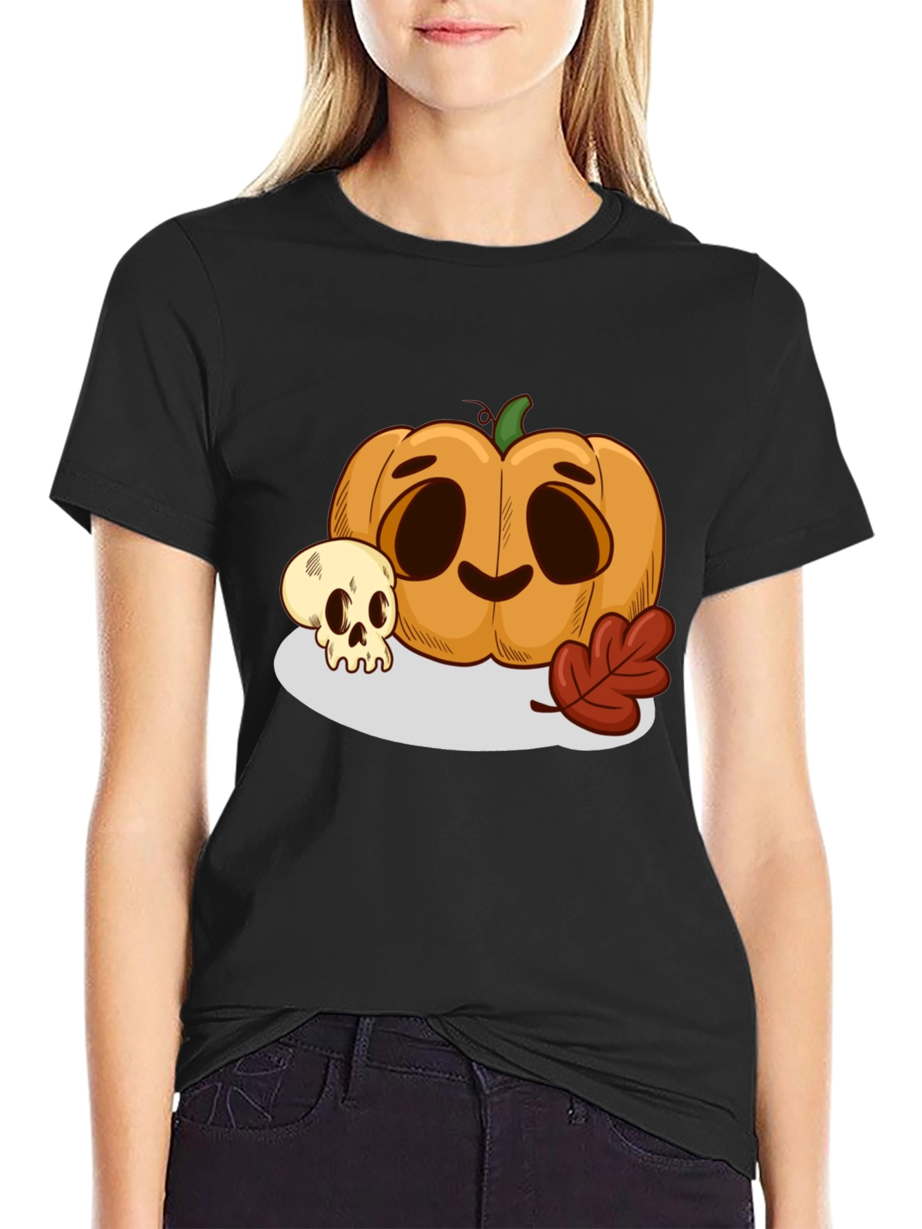 Halloween Pumpkin & Skull Graphic Tee