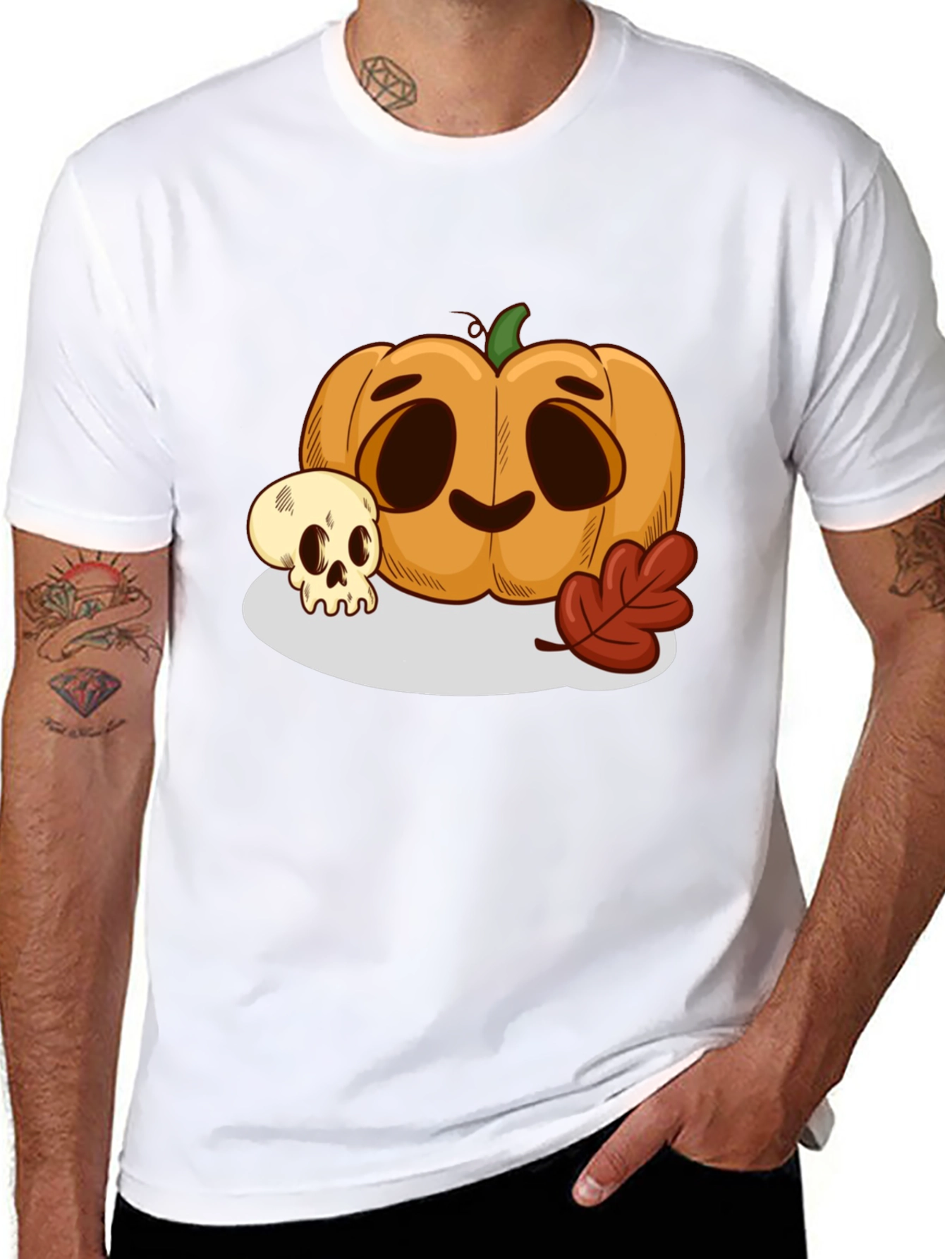 Halloween Pumpkin & Skull Graphic Tee