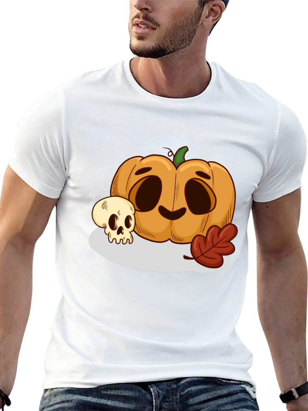 Halloween Pumpkin & Skull Graphic Tee
