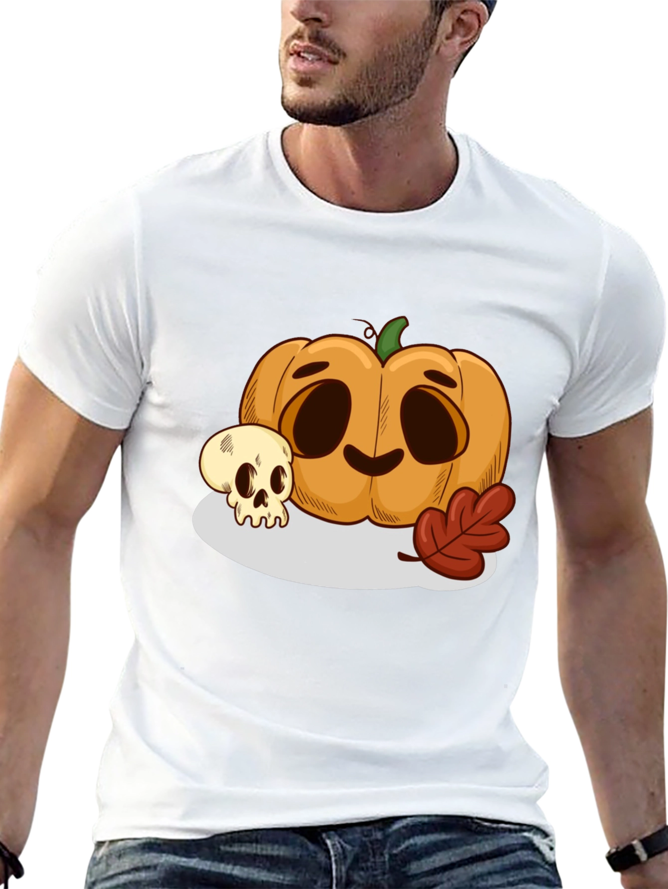 Halloween Pumpkin & Skull Graphic Tee