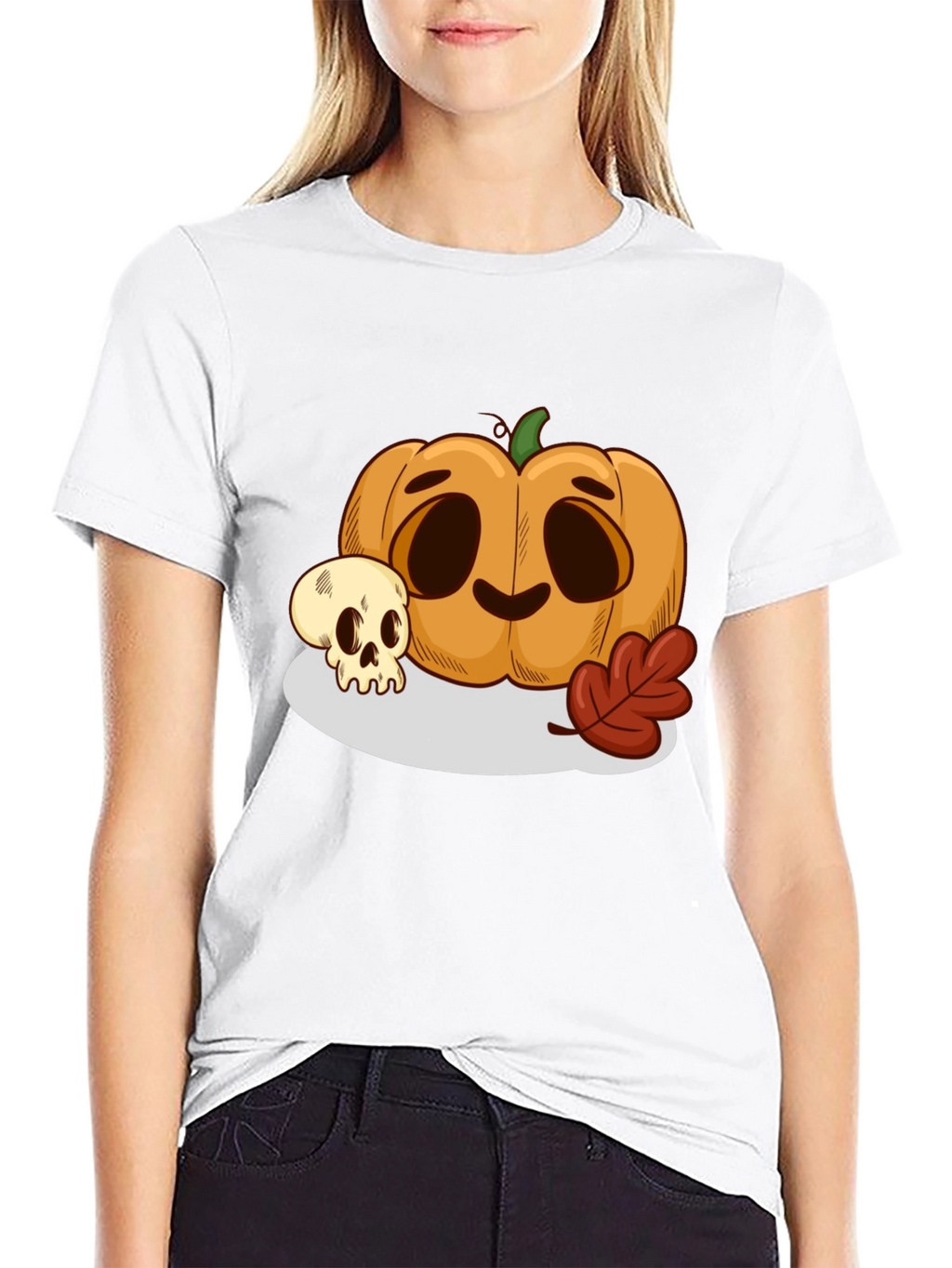 Halloween Pumpkin & Skull Graphic Tee