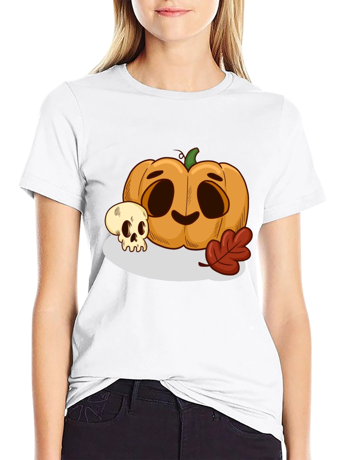 Halloween Pumpkin & Skull Graphic Tee