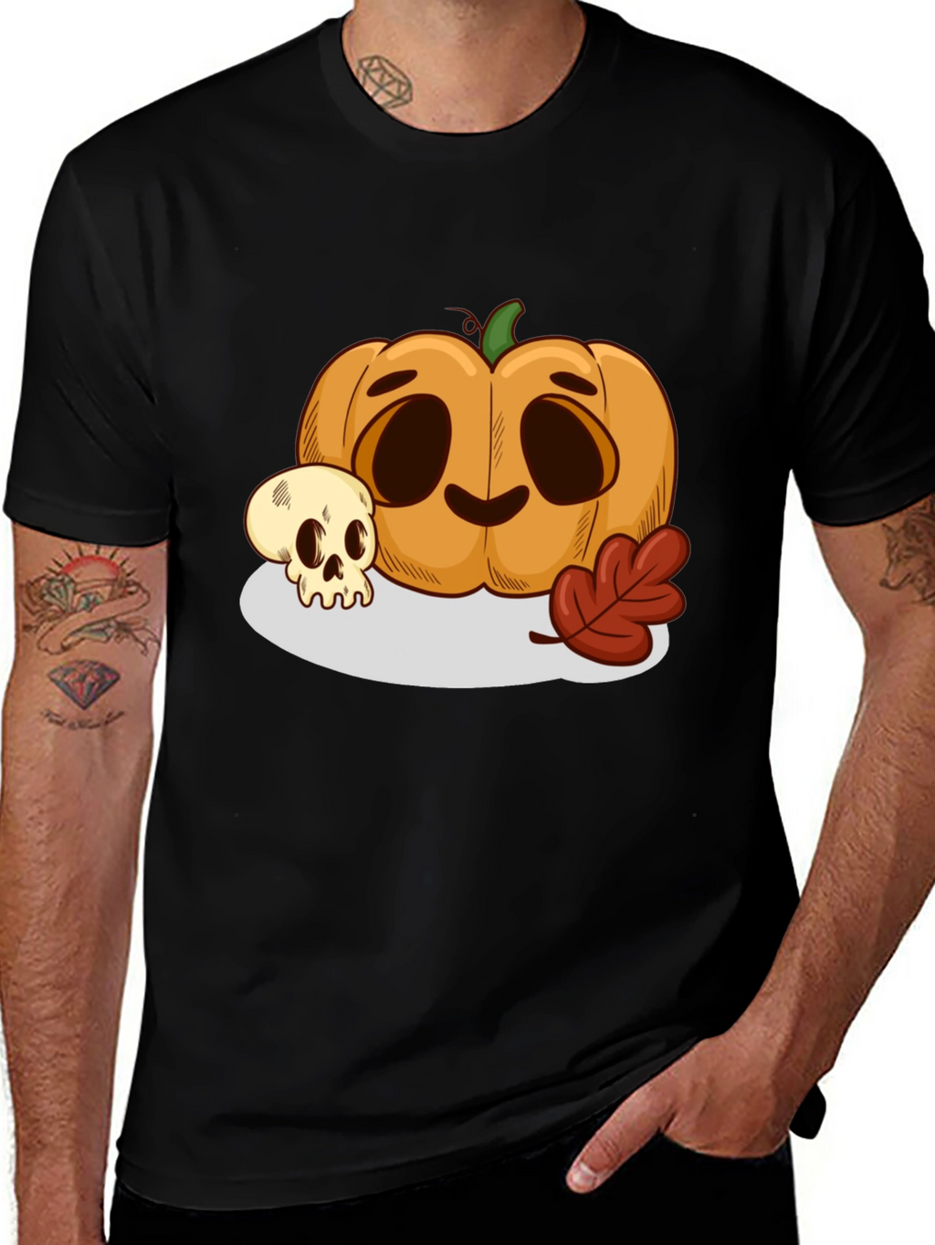 Halloween Pumpkin & Skull Graphic Tee