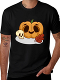 Halloween Pumpkin & Skull Graphic Tee