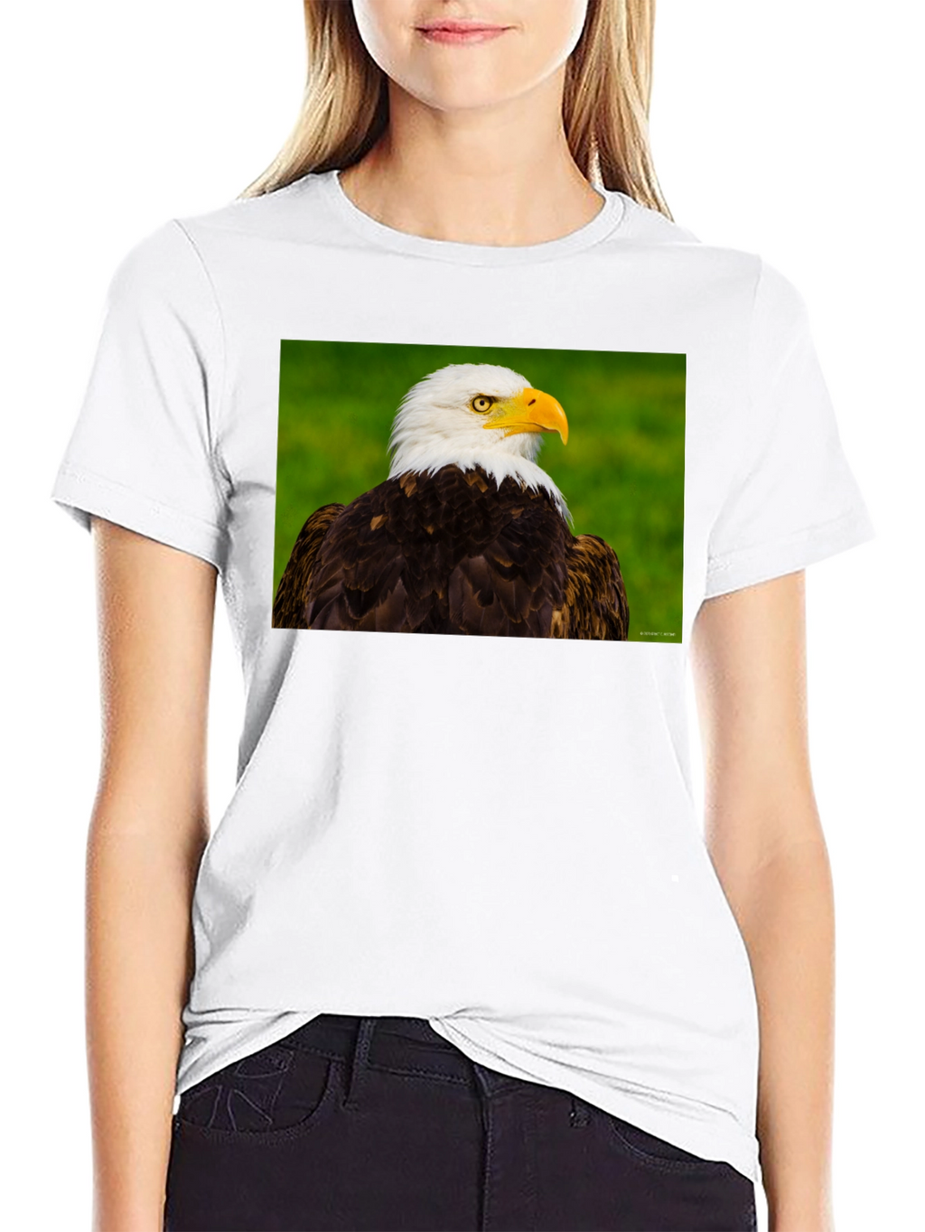 Bald Eagle Graphic Tee - Black Crew Neck