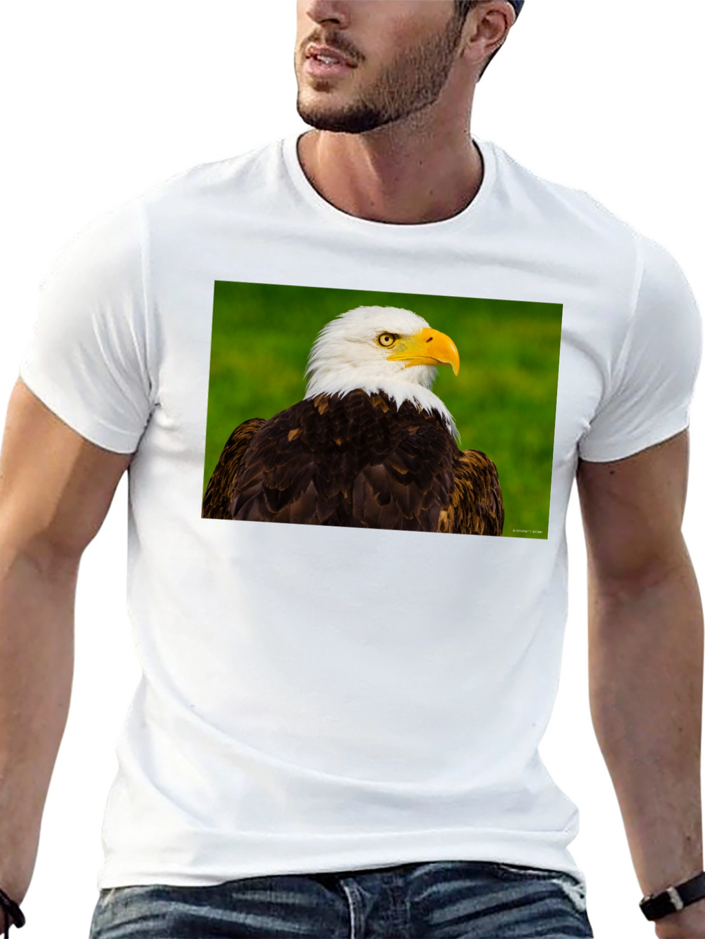 Bald Eagle Graphic Tee - Black Crew Neck