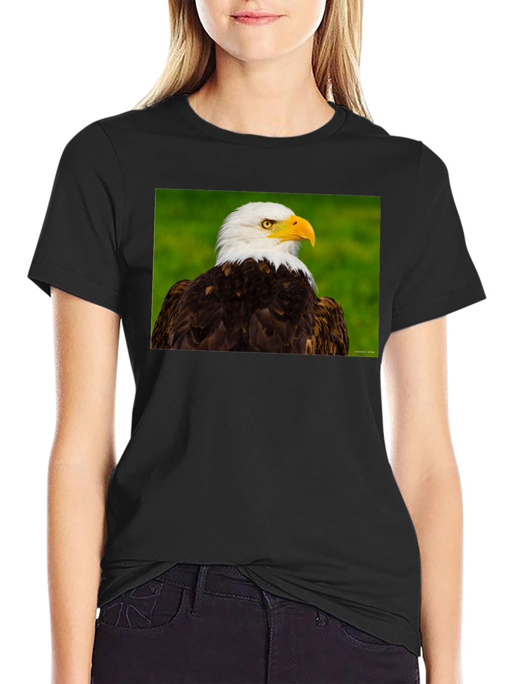 Bald Eagle Graphic Tee - Black Crew Neck