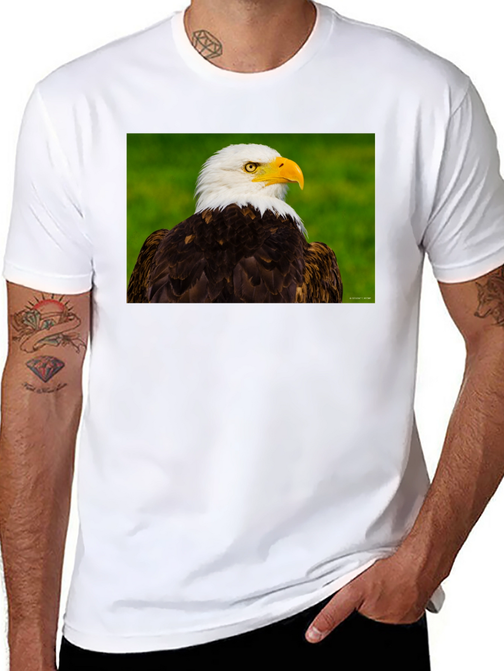 Bald Eagle Graphic Tee - Black Crew Neck