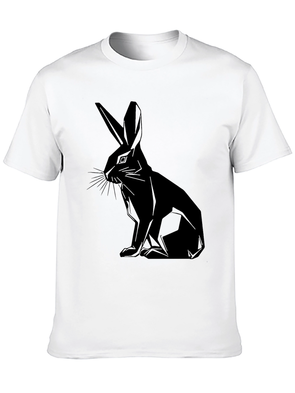 Geometric Rabbit Print Black T-Shirt