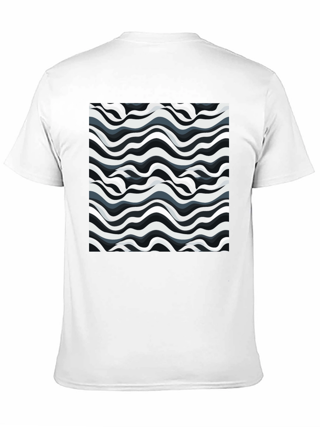 Abstract Wavy Lines Graphic Print Black T-Shirt