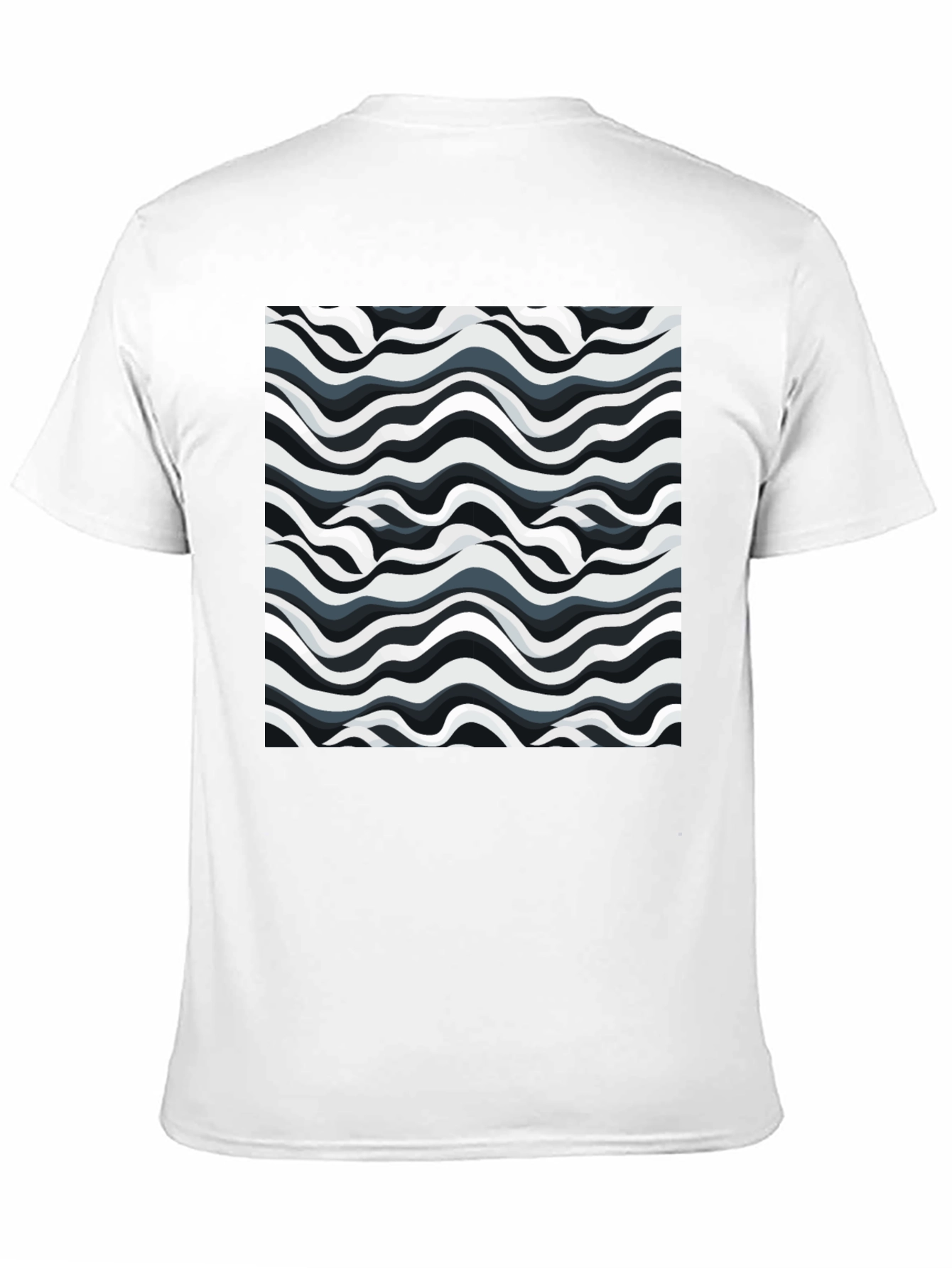 Abstract Wavy Lines Graphic Print Black T-Shirt