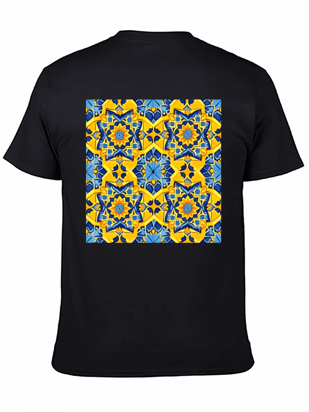 Geometric Pattern T-Shirt - Vivid Yellow & Blue Design